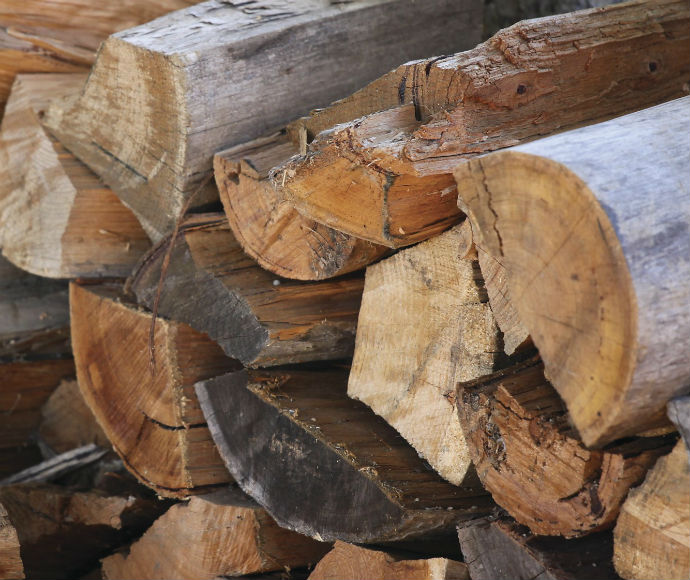 Stack of chopped wood piled up neatly.